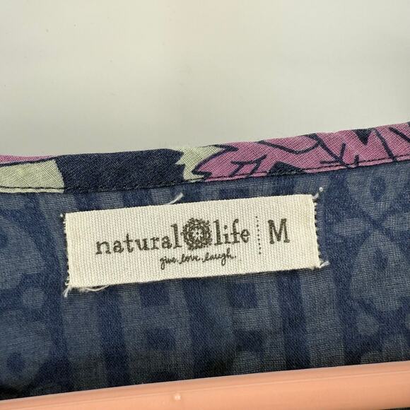 Natural Life Dress Size Medium Abbie Tunic Mini 100% Cotton Boho Floral Swing - Picture 4 of 15